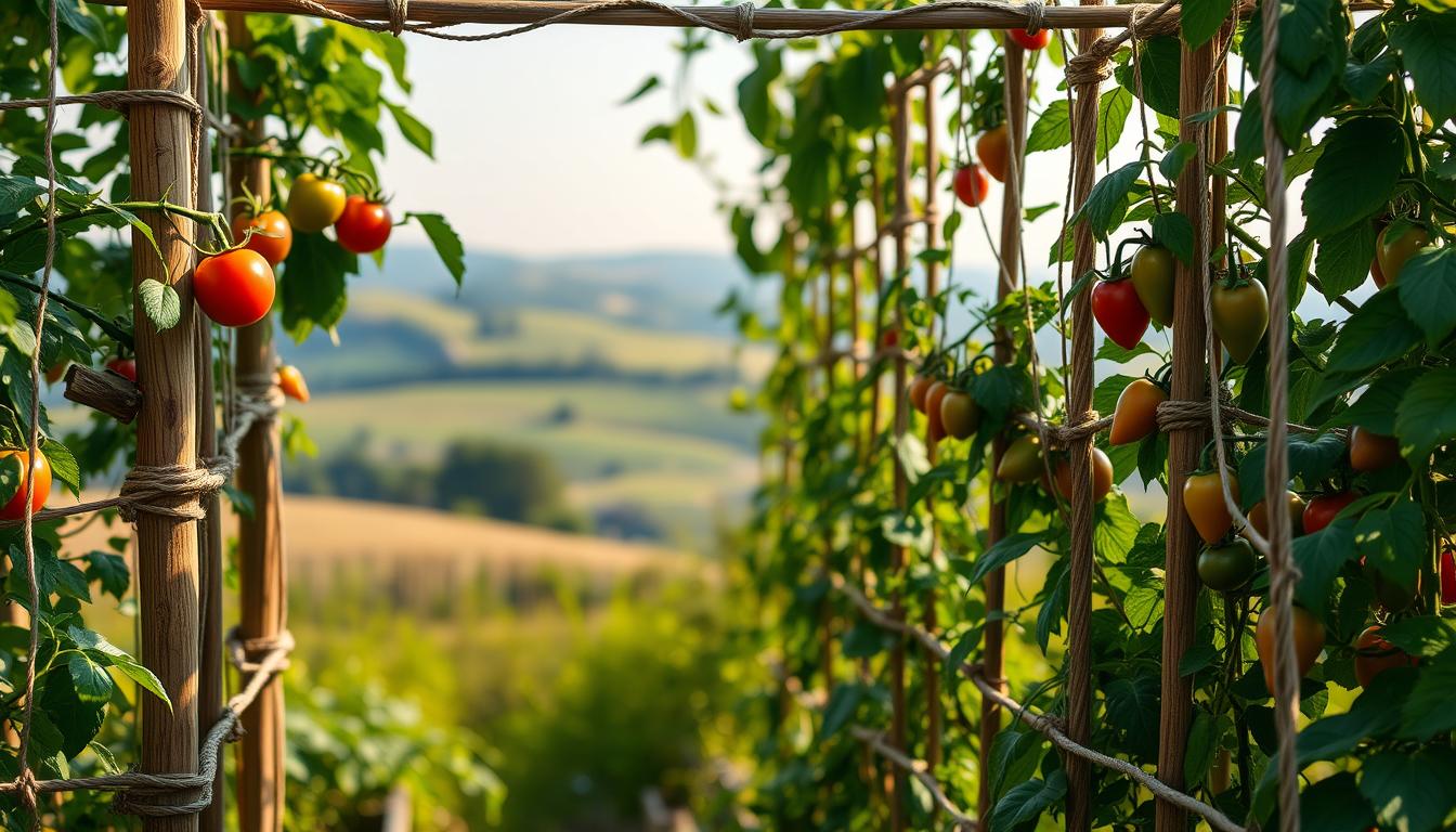 entutorar tomates pimientos orgánico