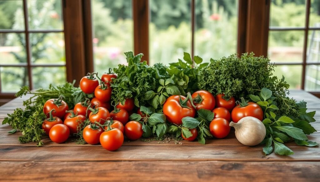 presentación de platos con cosecha propia