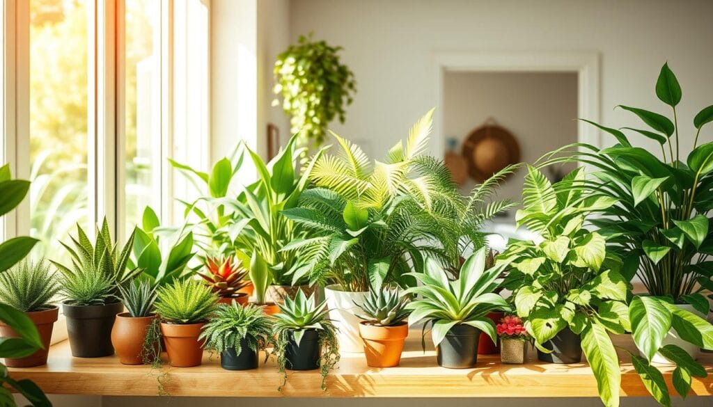 luz natural artificial plantas