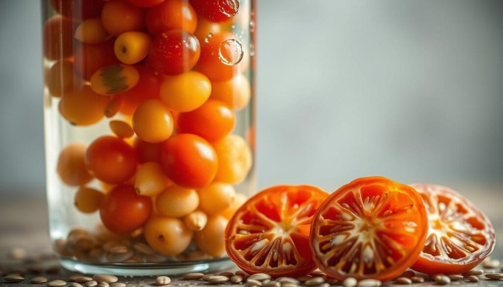 proceso fermentación semillas tomate pimiento